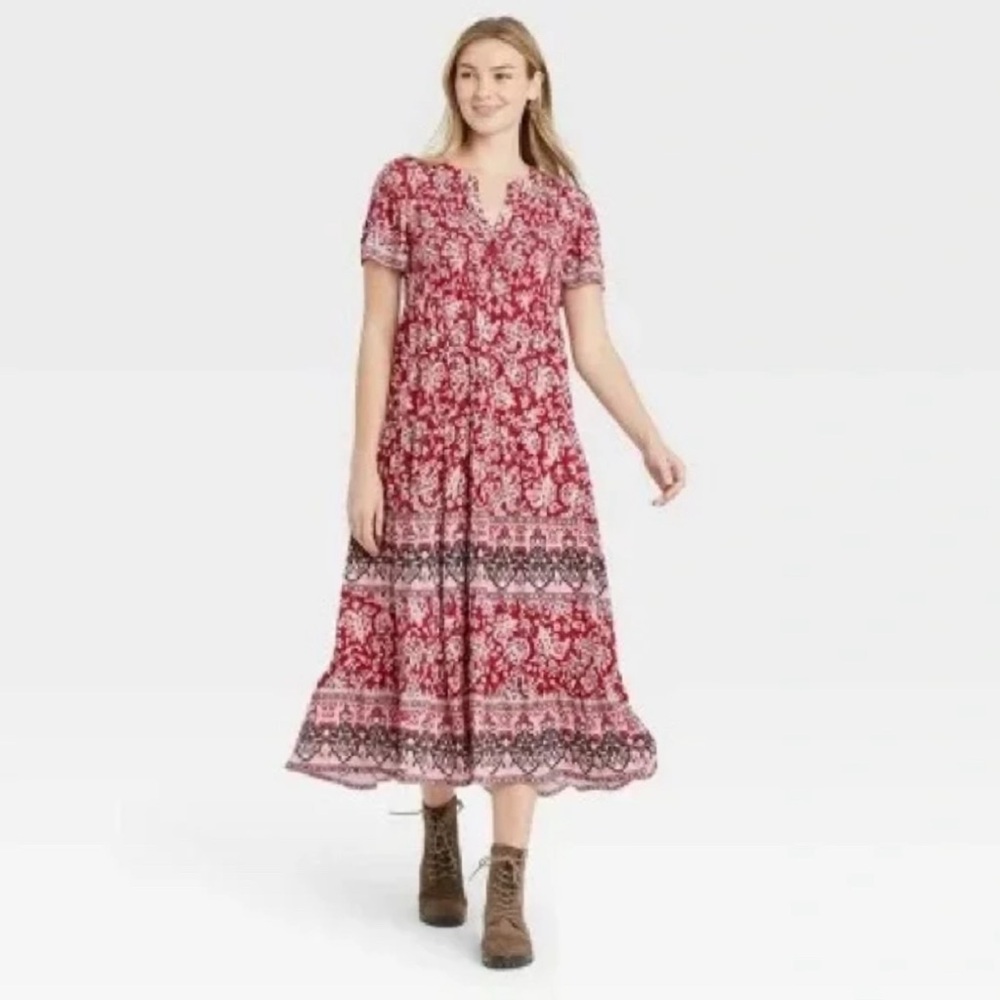 Knox Rose Paisley Short Flutter Sleeve Midi Dress - small - Picture 6 of 6